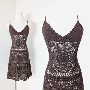 La Senza Crochet Mini Dress Macrame Transparent Mesh See-through Short